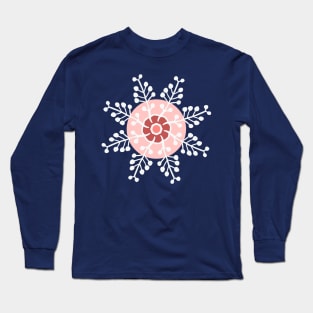 seamless pattern with snowflakes on light pink Long Sleeve T-Shirt